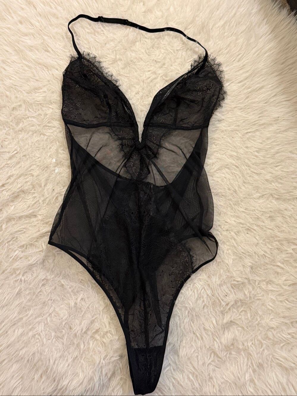 NWT Victoria’s Secret black, sheer teddy bodysuit